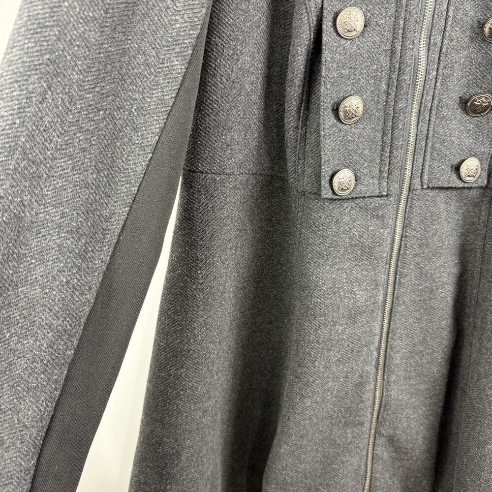 Torrid Gray Military Coat 1X Long A Line Wool Blend Full Zip Gorpcore Winter - Picture 10 of 16